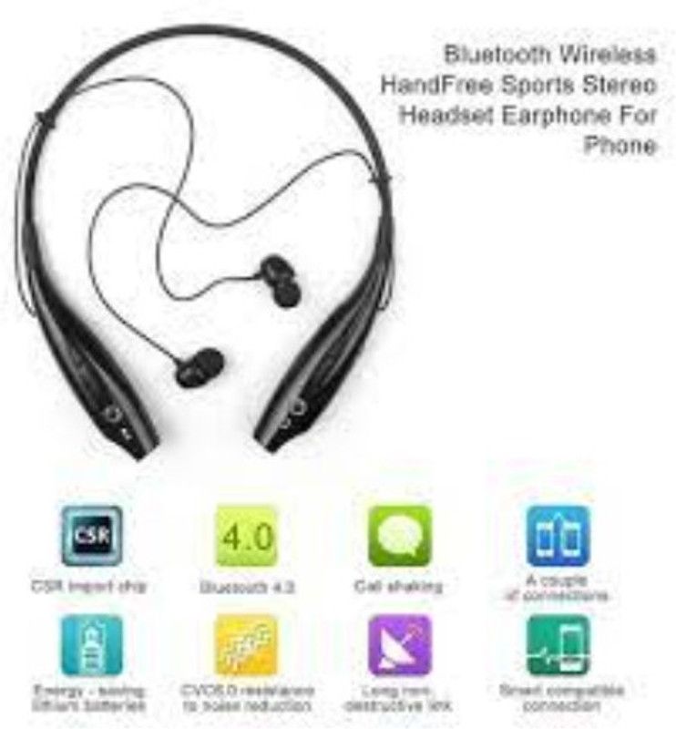 GUGGU TEI_432J_HBS 730 Neck Band Bluetooth Headset Bluetooth Headset  (Black, In the Ear)
