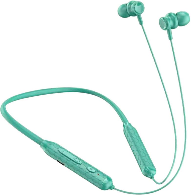 ROKAVO new neckband long battery 30hr+ backup wireless headphone neckband earphone Bluetooth Headset  (Blue, In the Ear)