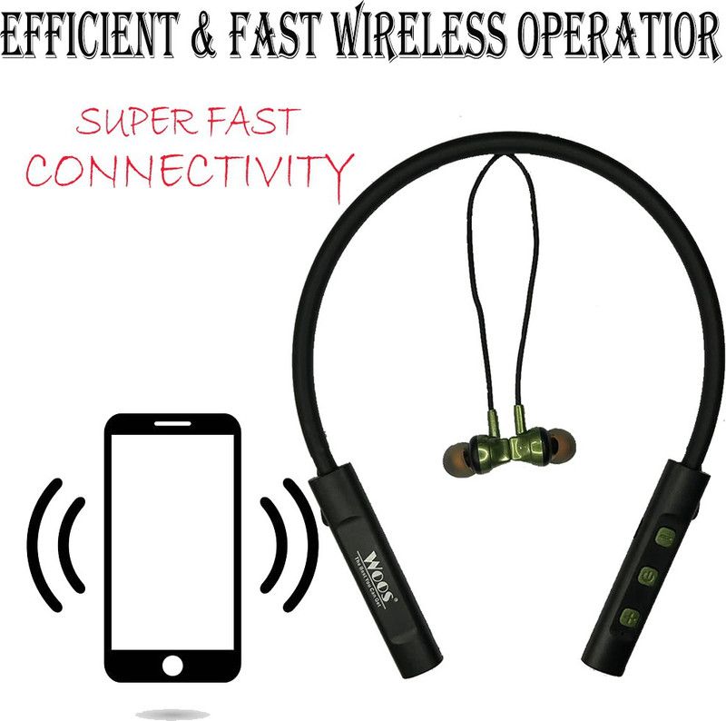 CIHROX Neckband Earphone with 30 Days Playtim Deep Bass Sound, Magnetic Earbuds Bluetooth Headset  (Green, In the Ear)