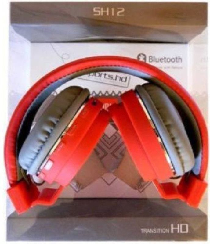 GUGGU DMQ_411C_SH 12 Bluetooth Headset for all Smart phones Bluetooth Headset  (Red, On the Ear)