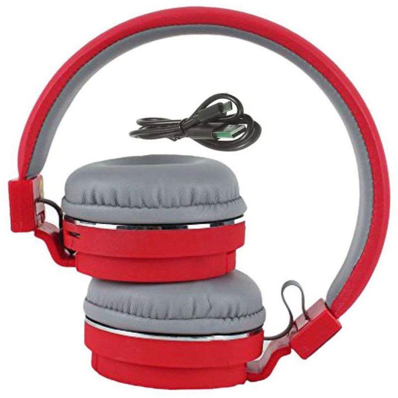 Allmusic Most sell Fm/Sd stereo deep bass D6 wireless Bluetooth Headset  (Red, On the Ear)