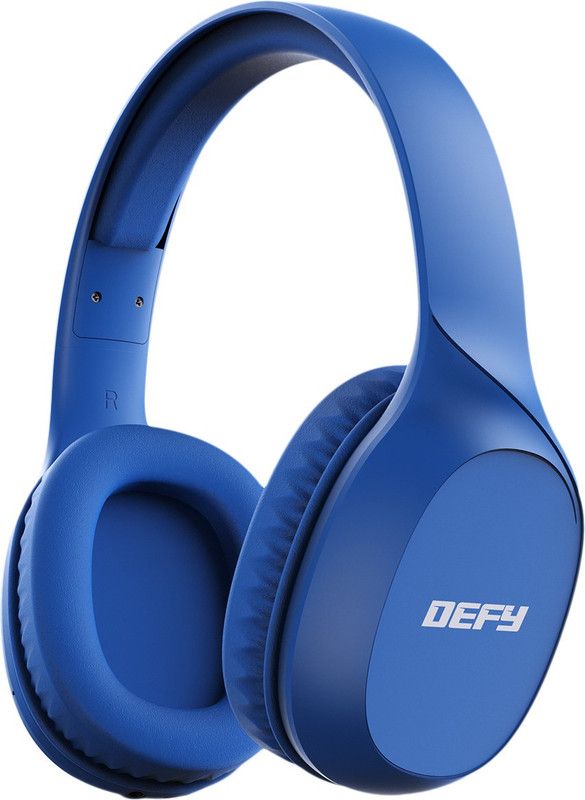 DEFY BassX DWH01 Bluetooth Headset  (Navy Blue, On the Ear)