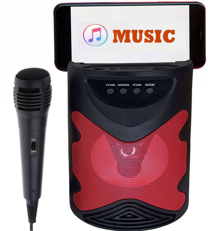 Techobucks 3D Bass Bluetooth Party Speaker USB/TF/AUX/FM/Built-in Battery/Wired Mic/Professional Class Amplifier 10 W Bluetooth PA Speaker  (Red, 5.0 Channel)