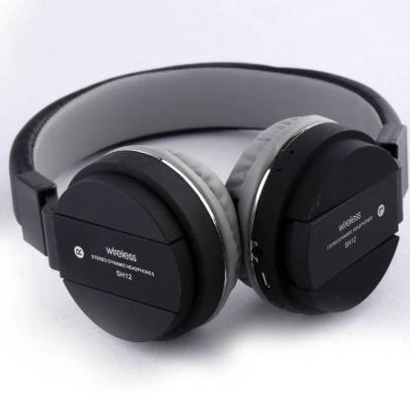 DELMOHUT SH12Bluetooth headphone with SD Card Slot with music & calling Bluetooth Headset  (Black, On the Ear)