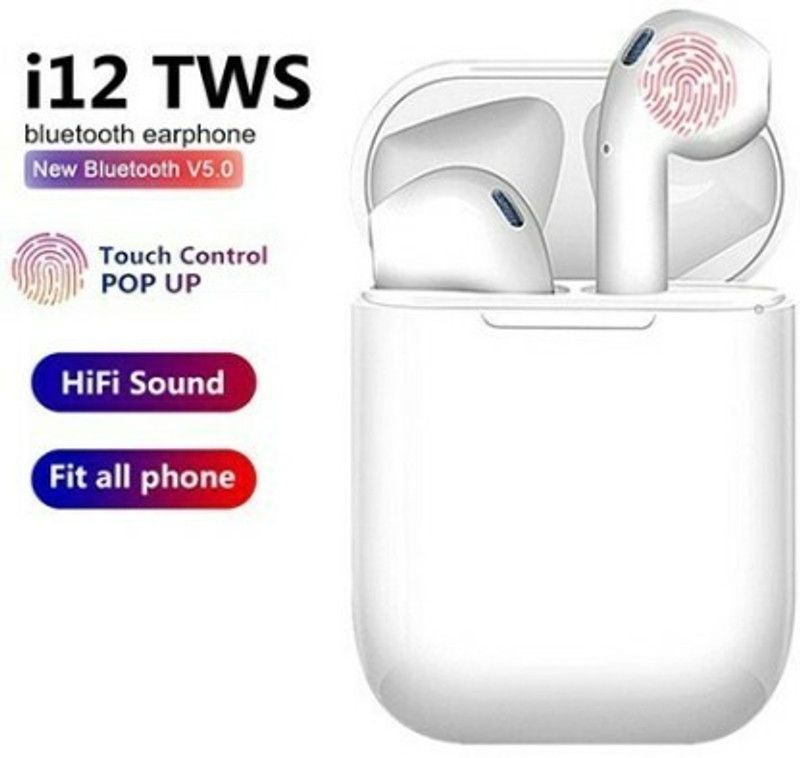 SidhiK TWS i12 Bluetooth Wireless Earphone Touch Sensor hesadset G30 Bluetooth Headset  (White, In the Ear)
