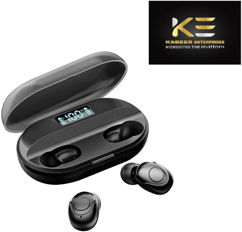 Kabeer enterprises T2 WIRELESS HEADSET MOBILE POWER BANK Bluetooth Headset  (Black, True Wireless)