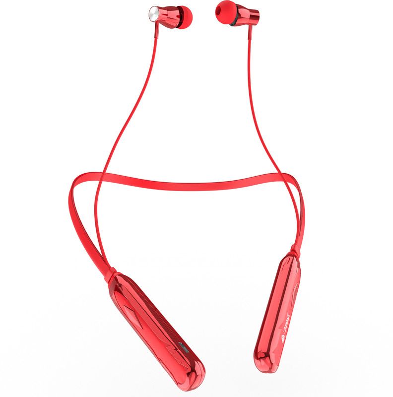 Aroma NB119 Magic 100 Hours Playing Time Fast Charging Bluetooth Neckband Earphone Bluetooth Headset  (Red, In the Ear)