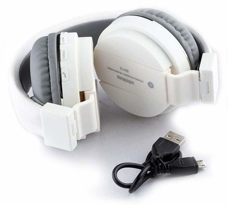 Support FM and SD Card Slot headphone Bluetooth Headset  (white,gray, On the Ear)