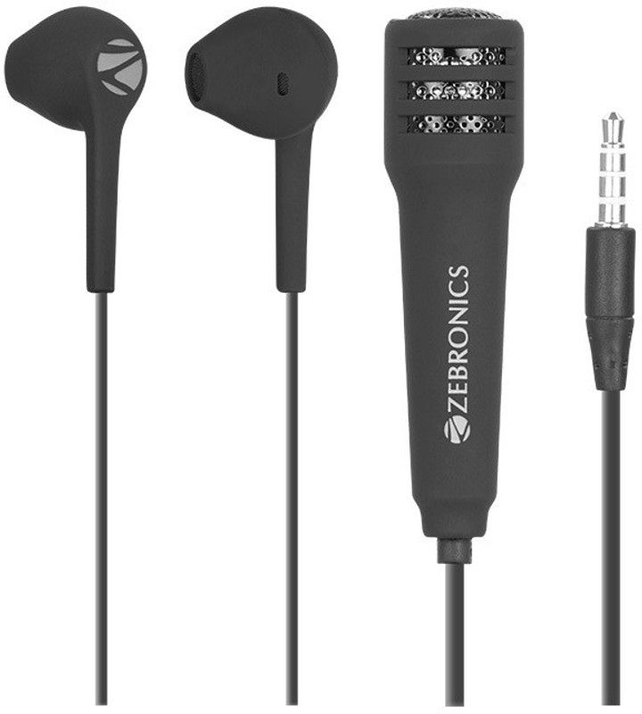 ZEBRONICS Singer Wired Earphone With Record/ Sing with Attached Mic Wired Headset  (Black, In the Ear)