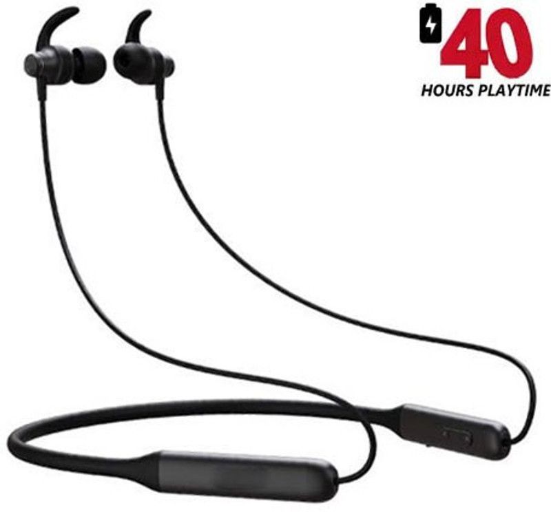 Best Buy Wireless Neckband Fast Charge upto 40 Hours Playback Ultra Bass Bluetooth Headset  (Black, In the Ear)