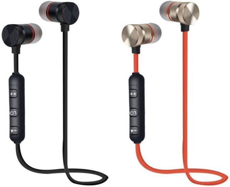 Oxhox In-Ear Combo Pack Bluetooth Headset  (Black, Red, In the Ear)