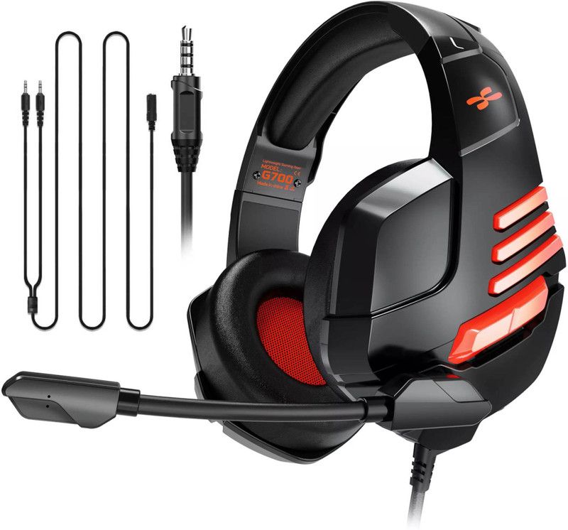 TechGuy4u Lightweight Gaming Headset With Mic and Noise Cancellation Wired Gaming Headset  (Black, Orange, On the Ear)