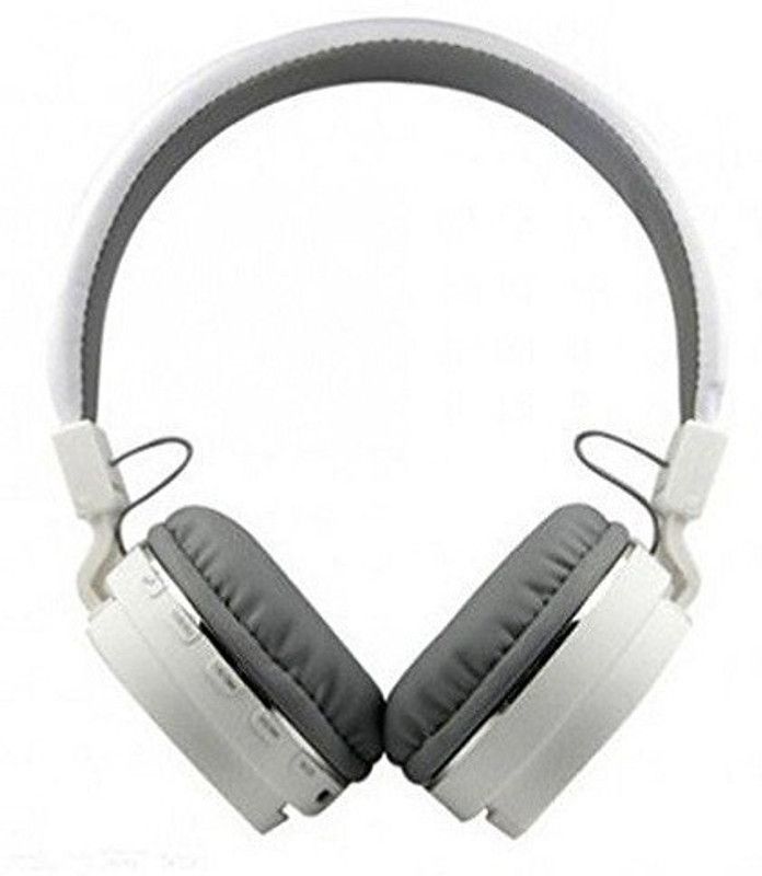 DE,DEEPALIENTERPRISES Wireless Bluetooth Headphone with FM and SD Card Slot Bluetooth Headset  (White, On the Ear)