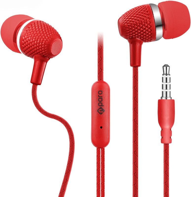 Para IN-EAR WIRED EARPHONES WITH MIC Wired Headset(Red, In the Ear) Wired Headset  (Red, In the Ear)