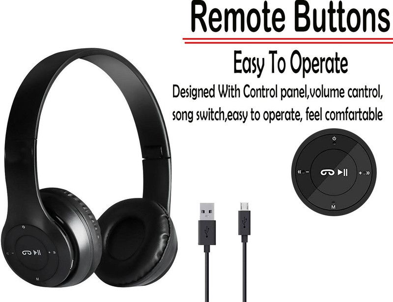 Best Bluetooth headphone thunder sound highest bass super sound music Bluetooth Headset  (black, On the Ear)