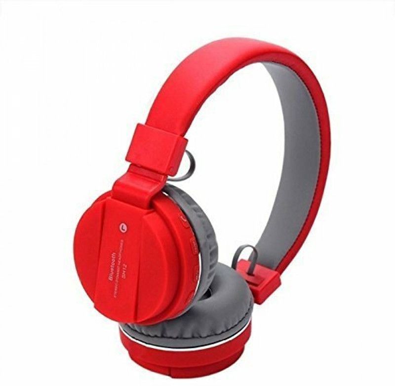 SH-12 Bluetooth Headset  (RED, BLUE, On the Ear)