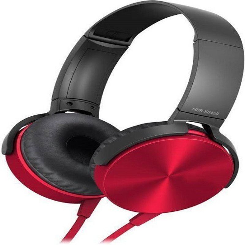 techdeal MDR-XB450 On-Ear EXTRA BASS STEREO (Red, On the Ear) Wired Headset  (Red, On the Ear)