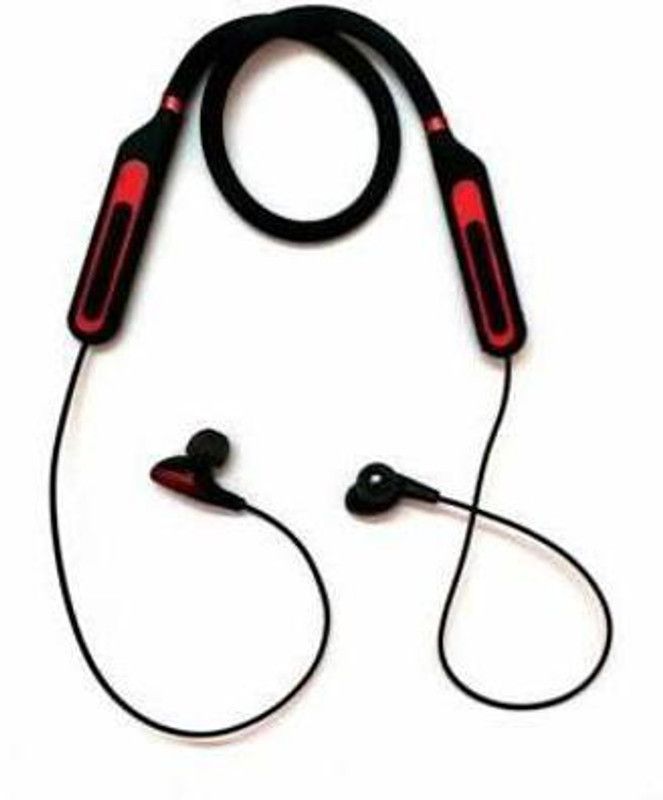 Kabeer enterprises best bass bullets neckband Bluetooth Headset  (Red, Black, In the Ear)