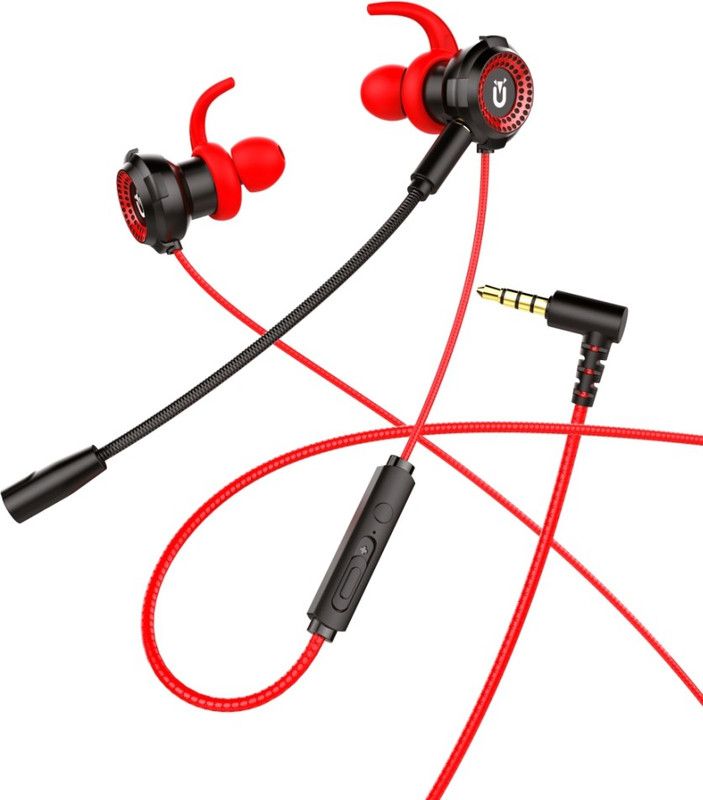 U&i Web Series Wired Gaming Earphone with Adjustable Mic Wired Gaming Headset  (Red2, In the Ear)