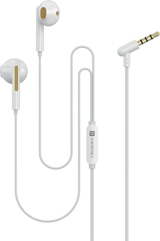 Portronics Conch 110 In Ear with Mic. Wired Headset  (Yellow, In the Ear)
