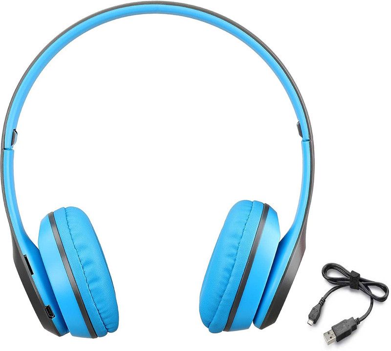 TABARET High collection Extra Bass Headphone P-47 Bluetooth Bluetooth Headset  (Blue, Black, On the Ear)