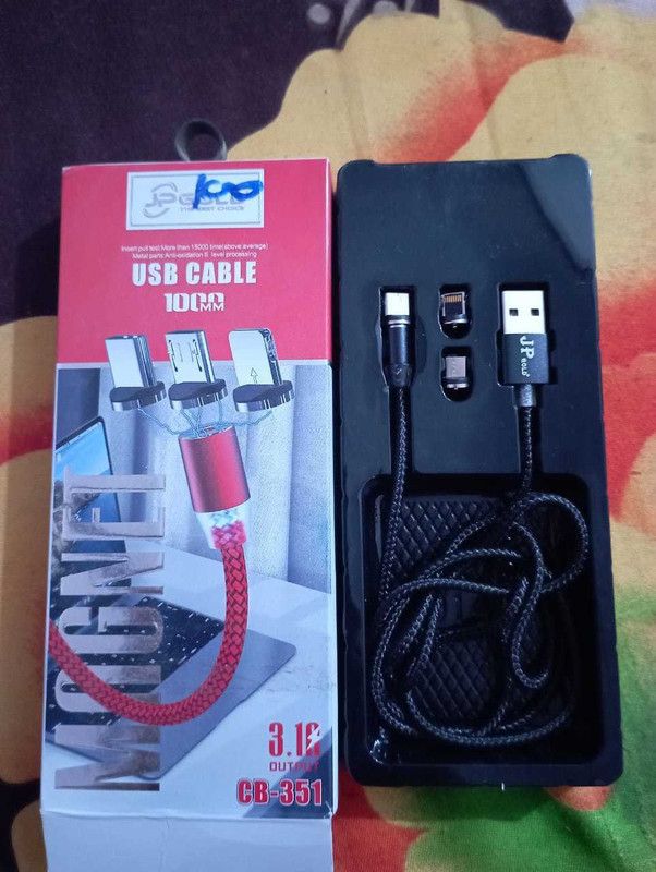 VAR-NI 3 in 1 Magnetic Charging Cable,Magnetic Cable with Type Bluetooth Headset  (red, In the Ear)