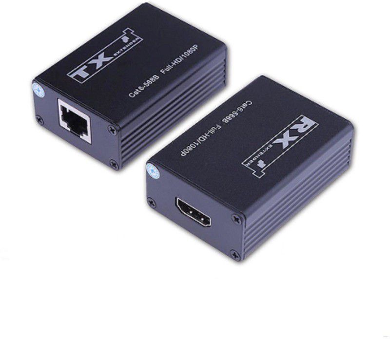 microware 1080P HDMI Extender by CAT 5E/CAT 6 RJ45 Ethernet 30m (1080p) Media Streaming Device  (Black)
