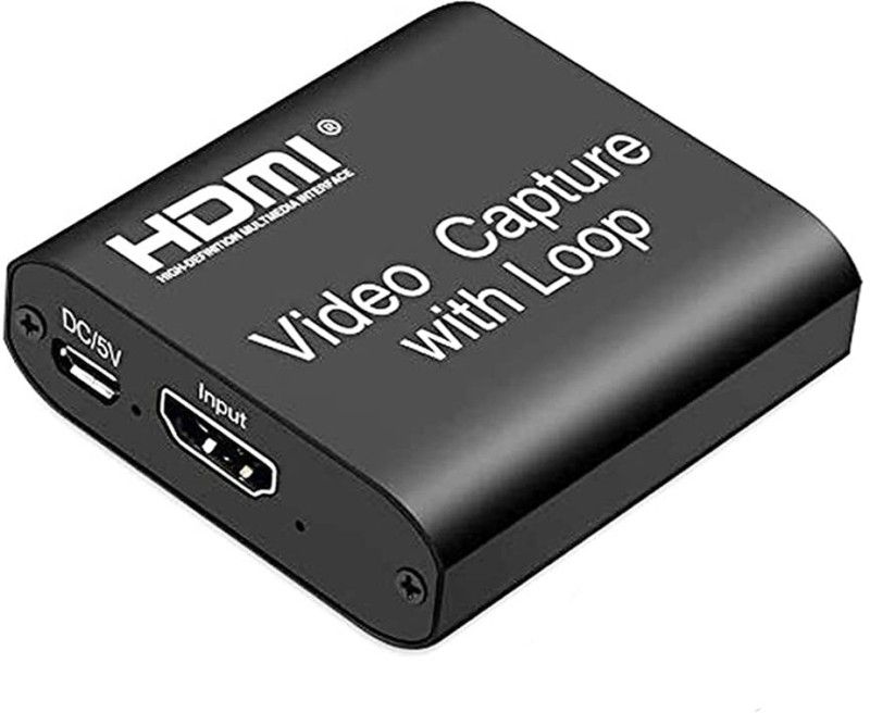 dhruvga 4K HDMI Capture Card USB 2.0 1080P Video Capture with Loop Output Game Recording Device for YouTube Live Streaming (DHV-VID-0132) Media Streaming Device  (Black)