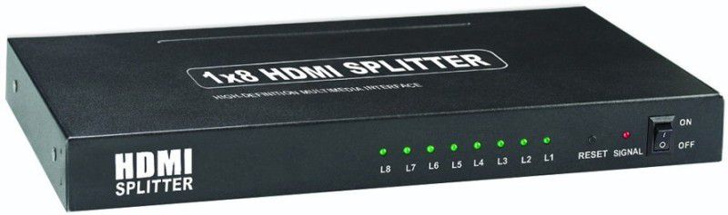 microware 1X8 8 Port Full HD HDMI Splitter Hub Repeater Amplifier 1080p 1 in 8 out HDMI Splitter Media Streaming Device  (Black)