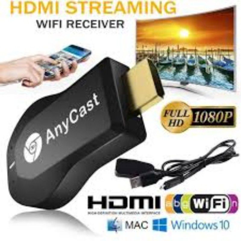 GUGGU XQI_639W Any cast WiFi HDMI Dongle & Wireless Display for TV Media Streaming Device  (Black)