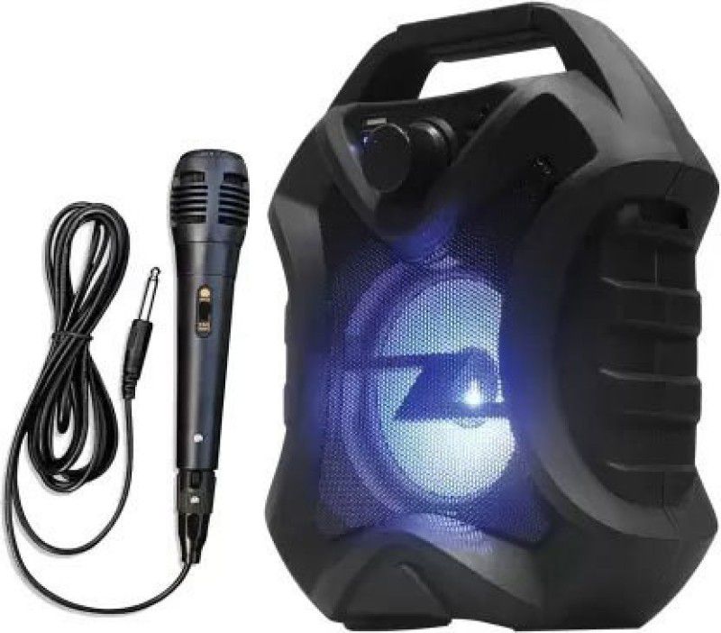 GLARIXA Best Bluetooth Handheld Karaoke Singing Mic & LED lights |Splashproof 10 W Bluetooth PA Speaker  (Black, Stereo Channel)