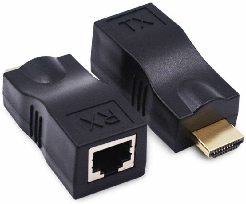 microware 2Pcs 4K 1080P HDMI Extender to RJ45 Over Cat 5e/6 Network LAN Ethernet Adapter Media Streaming Device  (Black)