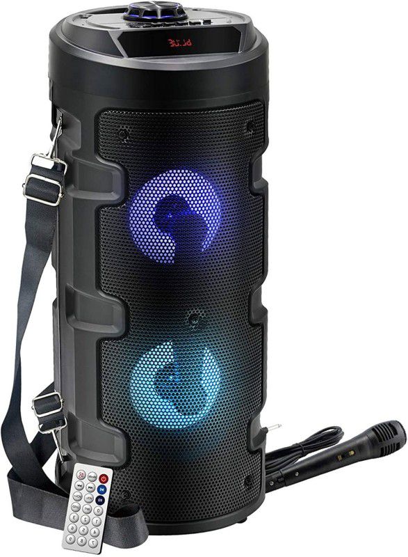 Worricow Bluetooth Speaker HD pro Sound Wired mic RGB LED,USB,SD Card Input 20 W Bluetooth PA Speaker  (Black, Stereo Channel)
