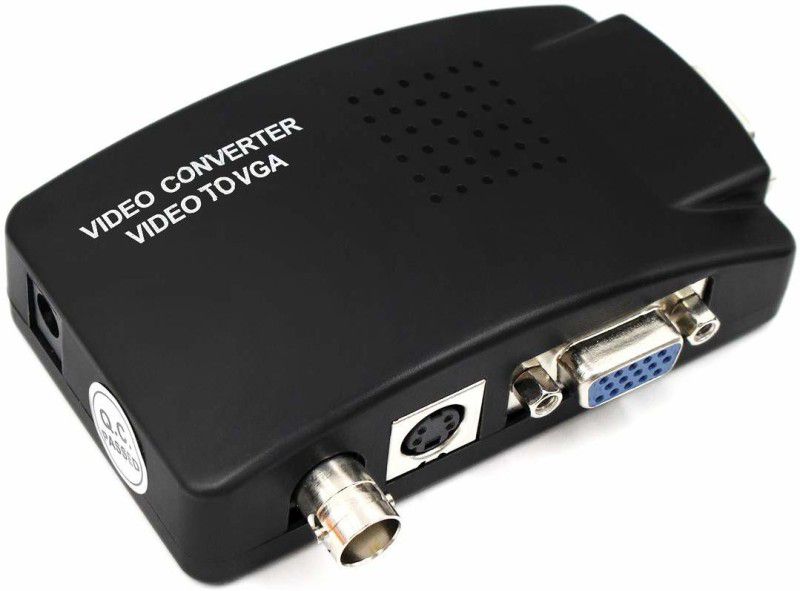 Tobo BNC to VGA Video Converter Composite S-Video Input to PC VGA Out Adapter Digital Switch Box. Media Streaming Device  (Black)