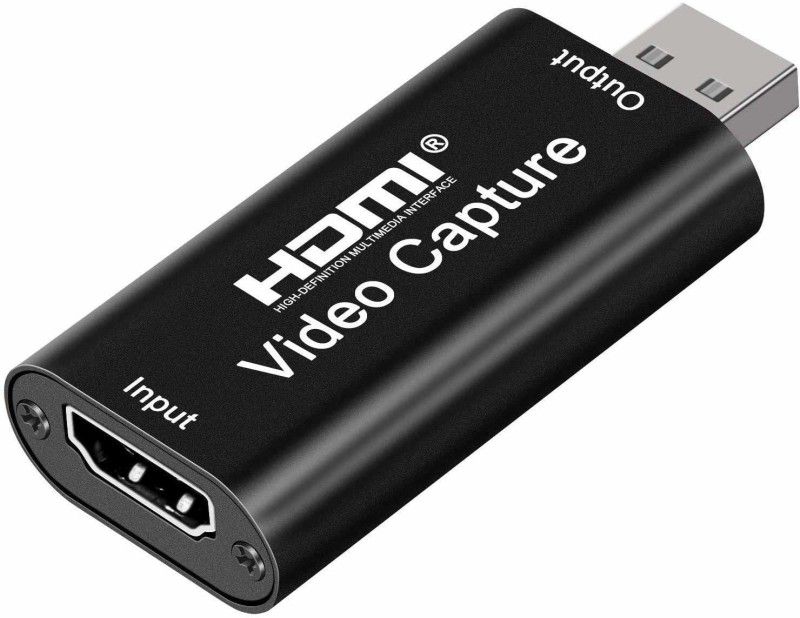 ULTRABYTES HDMI Video Audio Capture HDMI to USB 2.0 Capture Card Record to Action Cam Compatible with Live Gaming, Streaming, Teaching, Video Conference, Broadcasting. Media Streaming Device  (Black)