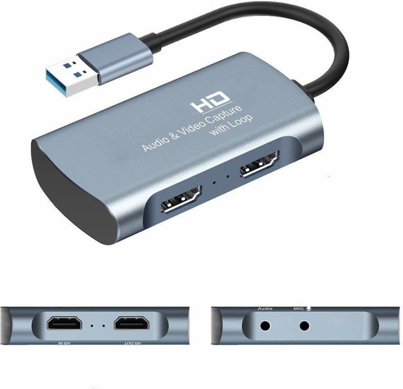 Etzin Video Capture Card, Video Capture Converter,1080p 60fps, Capture HDMI USB 3.0, Media Streaming Device  (Grey)