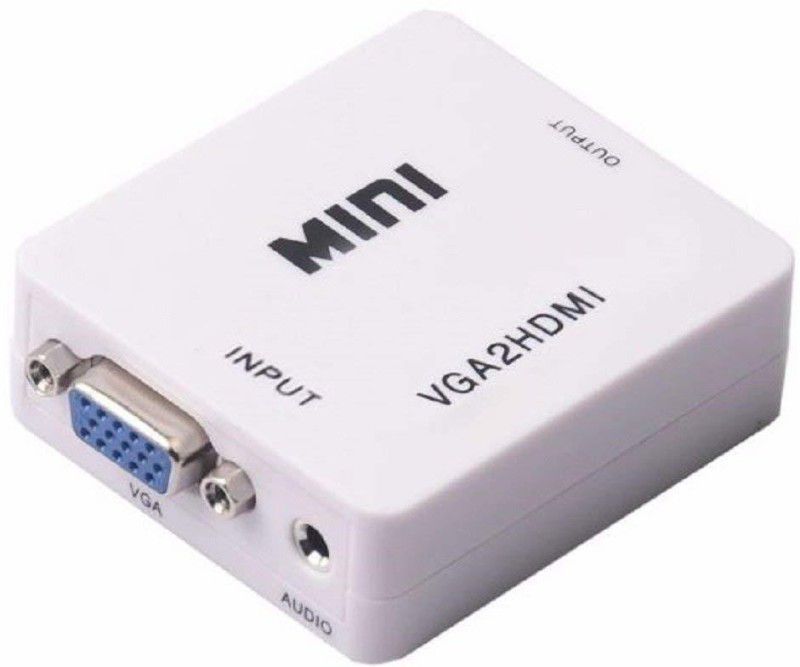 All mobile solution Mini VGA to HDMI Converter Adapter with Audio (AMS-CVT-0061) Media Streaming Device  (White)