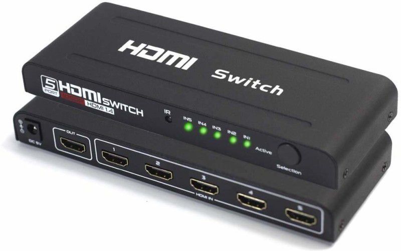 Etzin 5 Port HDMI Switch 4K Ultra HD 3D HDMI Switcher 5 Input 1 Output 5x1 SwitCH Media Streaming Device  (Black)