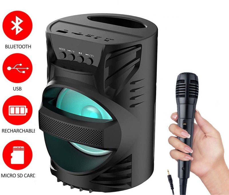 Techobucks Hot Sale Karaoke Speaker With Mic Super Bass Bluetooth Wireless Speaker 10 W Bluetooth Home Theatre  (Black, 5.0 Channel)