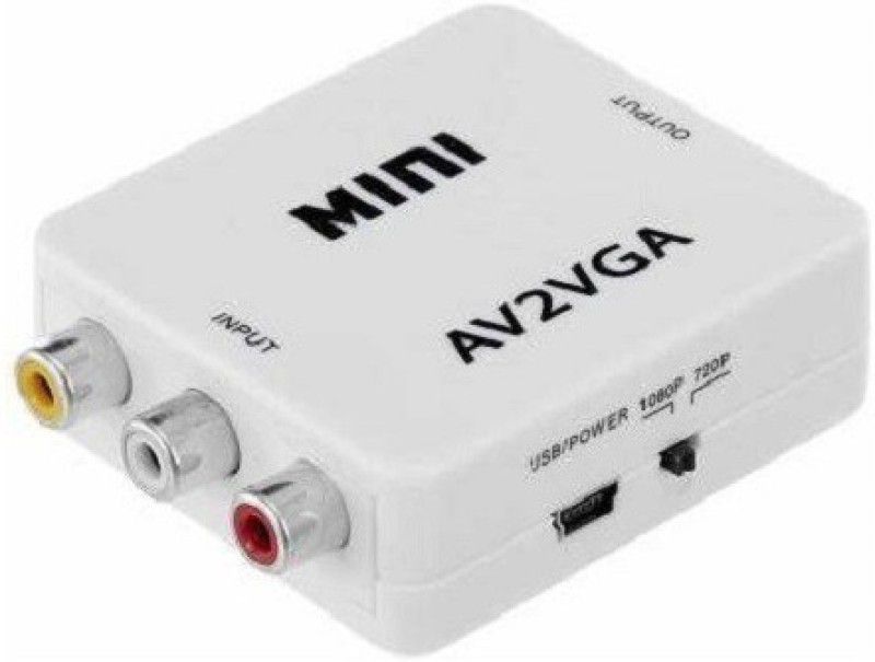 TERABYTE AV to VGA Converter Box AV RCA to VGA Video with Audio to PC HDTV Converter Media Streaming Device  (White)