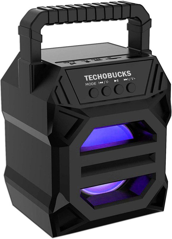 Techobucks Portable Super Bass Party Speaker Wireless Speaker Carry Handle Subwoofer Home Speaker with LED light, Aux input 10 W Bluetooth Speaker  (Black, 5.1 Channel)