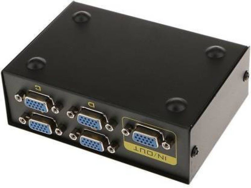 dhriyag 4 Port VGA Switch 4-Port High Resolution VGA Video Splitter Splits Video Signals to 4 Displays Media Streaming Device  (Black)