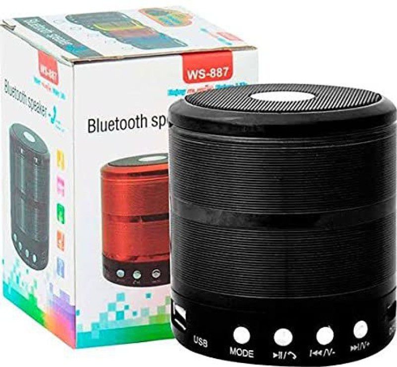 VibeX Mini Bluetooth Speaker WS 887 with FM Radio, Memory Card Slot-SpK-177 10 W Bluetooth Speaker  (Royal Black, Stereo Channel)