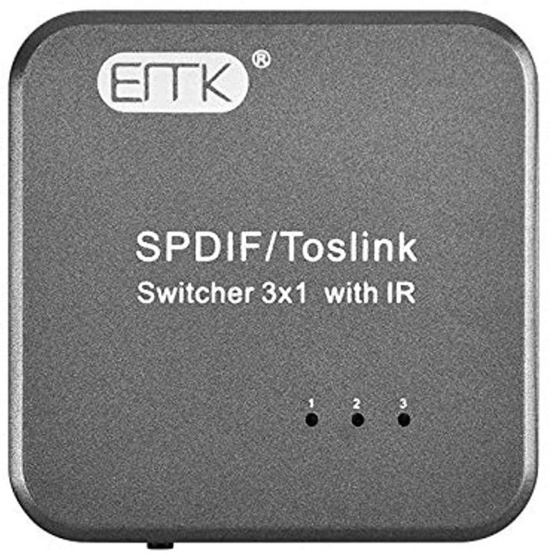 Etzin SPDIF/Toslink Digital Optical Audio 1x3 Splitter Media Streaming Device  (Black)