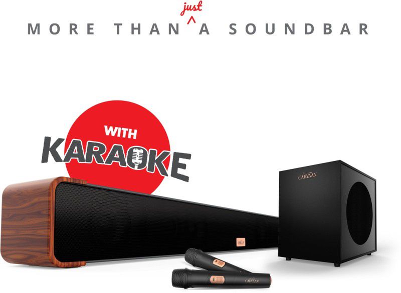 SAREGAMA Carvaan Musicbar Karaoke (SCSB192) with 1000 pre-loaded songs, Wired Subwoofer 120 W Bluetooth Soundbar  (Cosmos Black, 2.1 Channel)