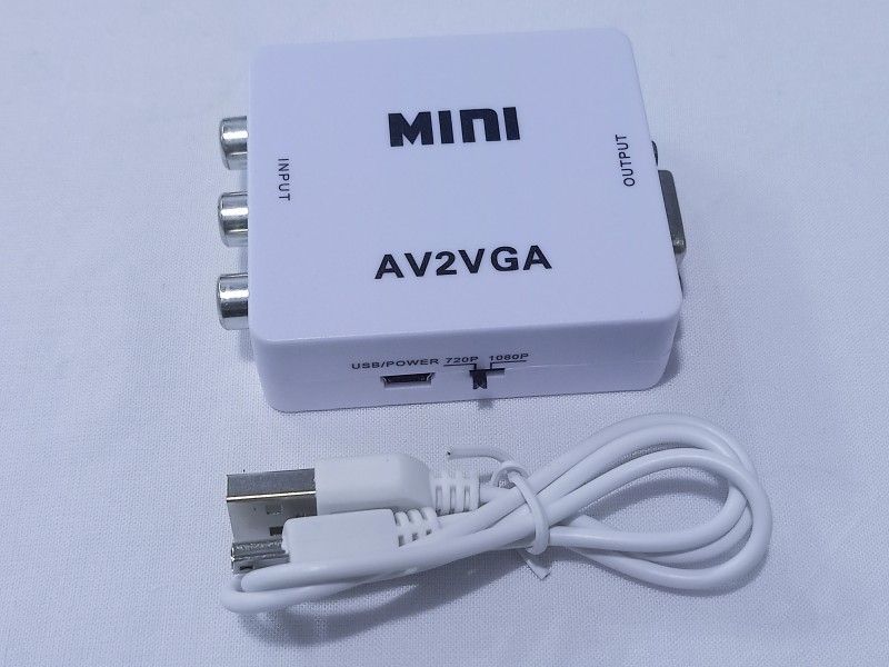 GIPTIP Mini AV RCA to VGA Video with Audio to PC HDTV Converter, Setup Box connect to VGA LED Monitors, AV to VGA HD Video Converter Media Streaming Device  (White)
