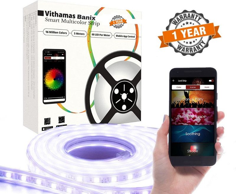 Banix Vithamas 15 Meters Smart 16M+ Color Wi-Fi LED Strip Light with IoT ( Standard ) Light Strip