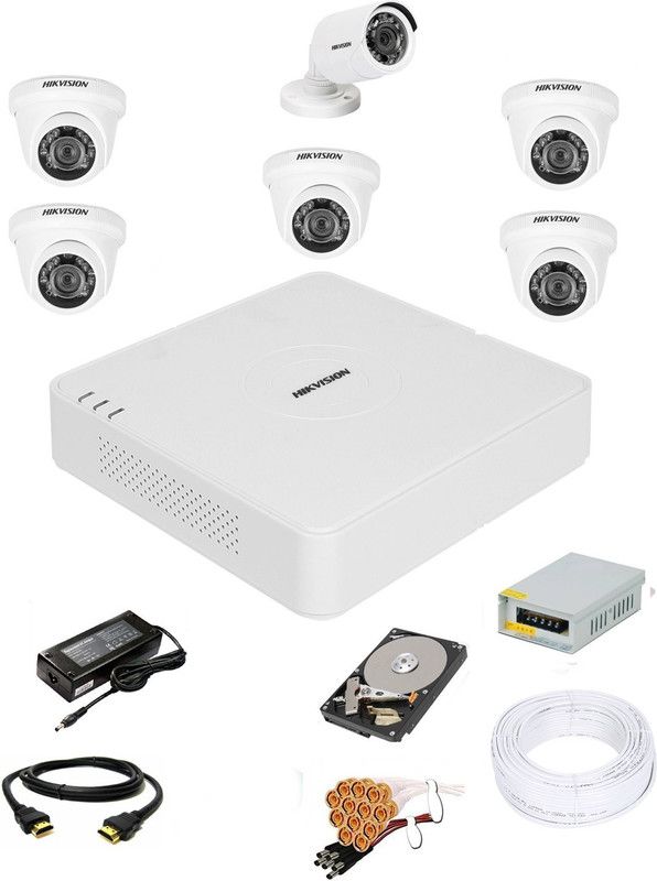 Hik Vision 8 Channal HD DVR 1080p 1Pcs,Outdoor 720p 1Pcs,Indoor 720p 5Pcs,Hard Disk Security Camera  (8 Channel)