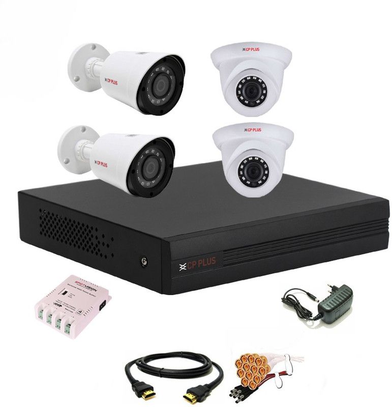 CP PLUS 4 Channal 5 MP H.265+ HD DVR 1Pcs,Outdoor Camera 5 MP HD 2Pcs,Indoor Camera 5 MP HD 2Pcs,Power Supply 1Pcs ,Full combo set Security Camera  (4 Channel)