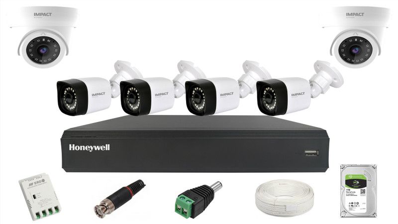 Impact by Honeywell I-MKIT8CH-3 2MP CCTV KIT 6 CCTV Cameraswith DVR with 1 Hard Disk & accesories Security Camera  (1 TB, 8 Channel)